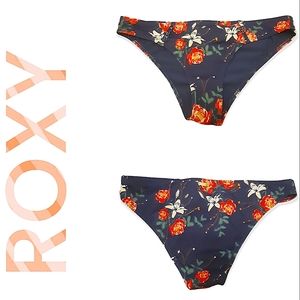 ROXY large navy floral frill bikini bottom EUC